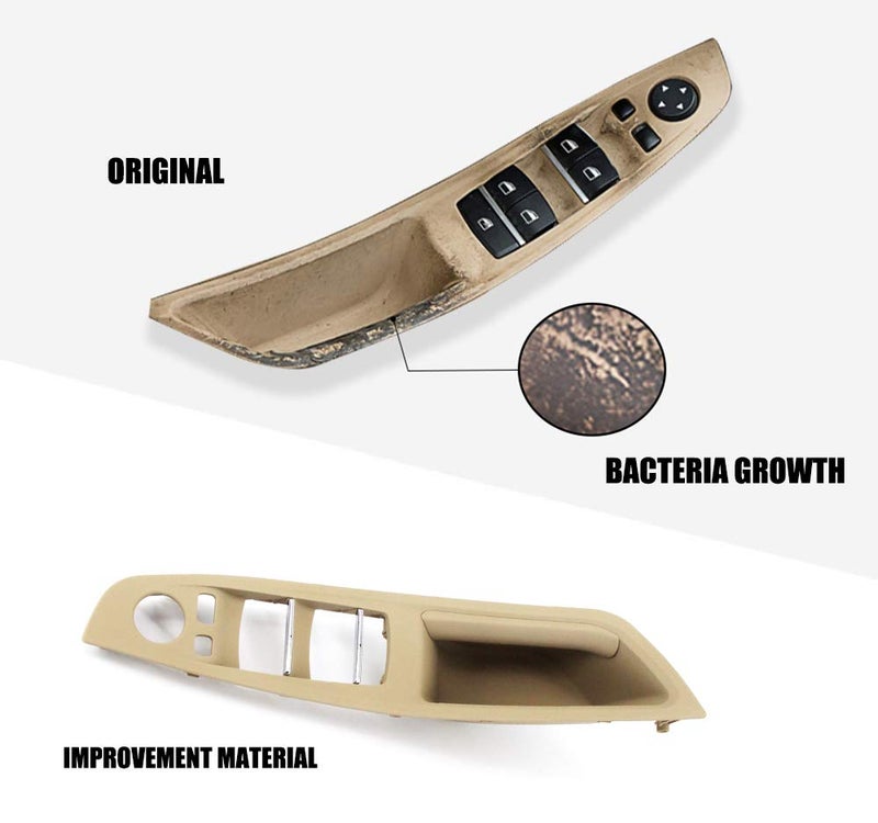 FEXON Driver Side Door Handle Replacement for BMW 5 Series, Window Switch Armrest Panel, Inner Pull Trim Panel Cover 2010-2016 Series 520 523 525 528 530 535 F10 F11 Beige - Image 2